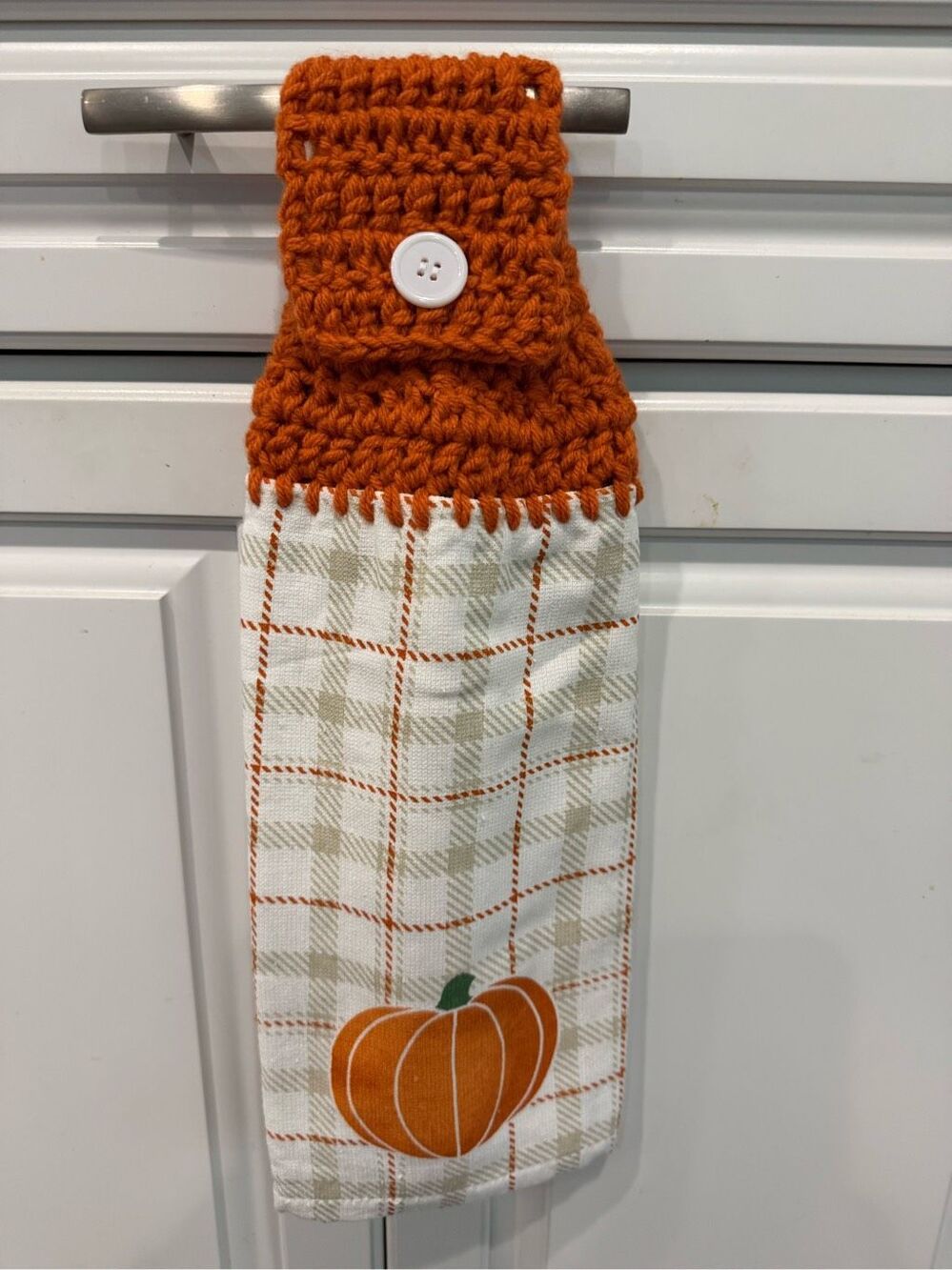 Crochet Top Kitchen Towel- Fall pumpkin